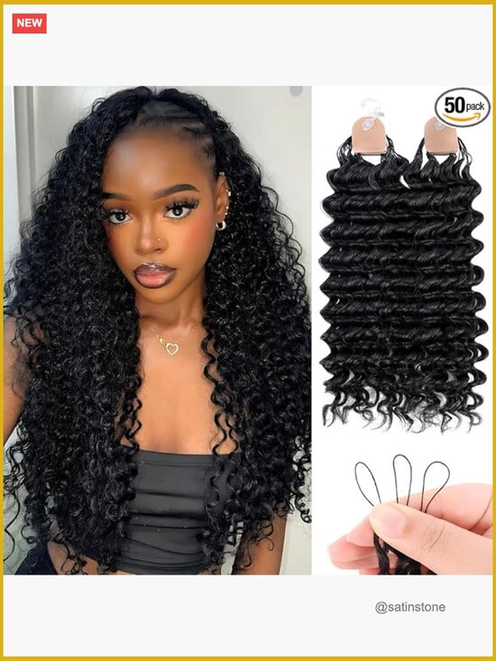 Human Crochet Hair 18inch 60g Pre-Separated 50 Strands Deep Wave Miracle Knots
